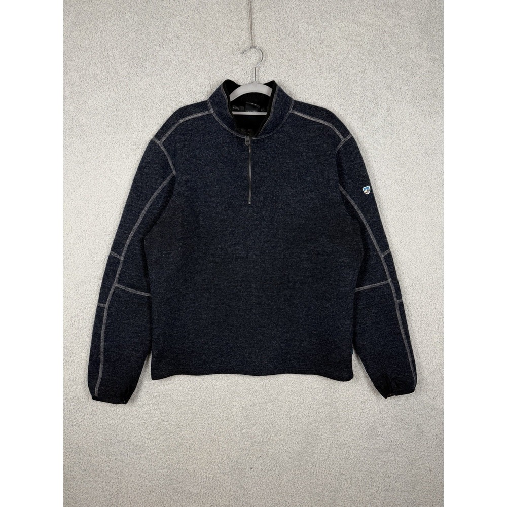 Kuhl Thor 1/4 Zip Sweater Mens Size L Thermokore Wool Blend 3082 Pullover Blue